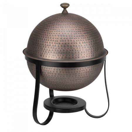 Produse - CULINARO ANTIQUE Chafing dish rotund, D33,5cm, 5lt, inox texturat cu invelis cupru antichizat, suport negru