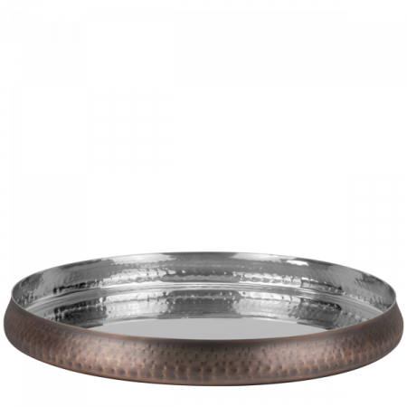 Platouri si boluri inox - CULINARO ANTIQUE Farfurie Thali adanca, D33,5xh3cm, inox texturat cu invelis cupru antichizat