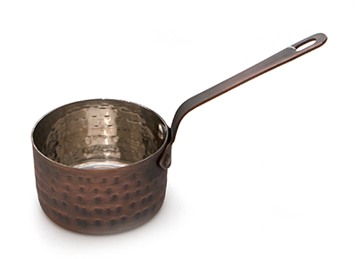 Servirea mesei - CULINARO ANTIQUE Mini tigaie cu relief 7,8x4,5cm 200ml pentru sosuri din inox cu strat cupru (SG-95256(B))

