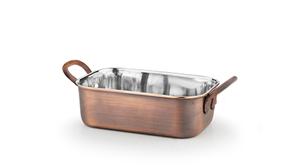 Servirea mesei - CULINARO ANTIQUE Tava cuptor servire 12,5x8,5x3,75cm 300ml inox cu strat cupru (SG-95349(A))