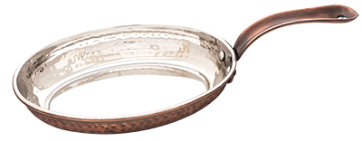 Servirea mesei - CULINARO ANTIQUE Tigaie ovala cu relief 18,5x13,5x3,25cm 500ml din inox cu strat cupru (SG-86209(B))