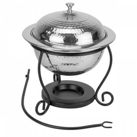 Produse - CULINARO Chafing dish rotund inox texturat cu suport negru, D25cm, 3lt
