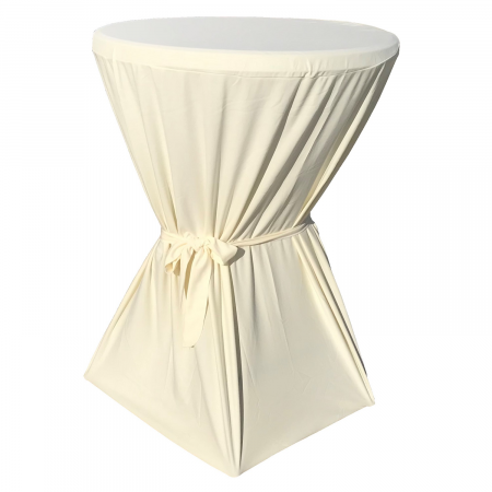 Mobilier catering - CULINARO Fata de masa cu panglica pentru mese cocktail 80xh110cm, ivory