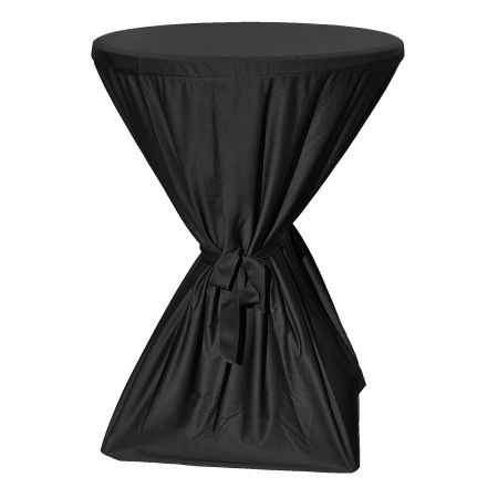 Mobilier catering - CULINARO Fata de masa cu panglica pentru mese cocktail 80xh110cm, neagra