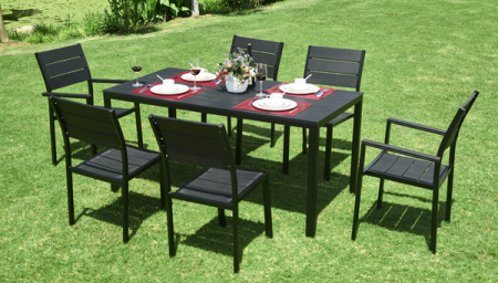 CULINARO Masa dreptunghiulara gradina/terasa 156x78xH74cm neagra [1]