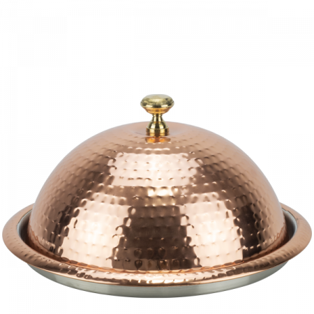 Platouri si boluri inox - CULINARO Platou cu capac tip dom, D40cm, inox texturat cu invelis cupru