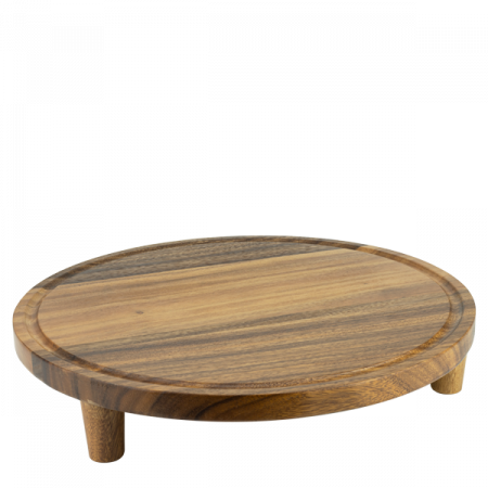 Produse - CULINARO Platou display prezentare rotund cu picioare, din lemn acacia, D40xh7,5cm
