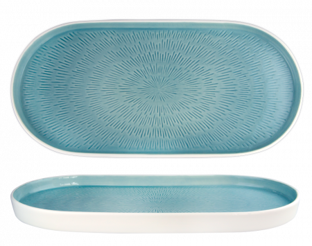 Hella Blue - CULINARO Platou oval portelan HELLA LIGHT SUMMER BLUE 36x17xh2,5cm