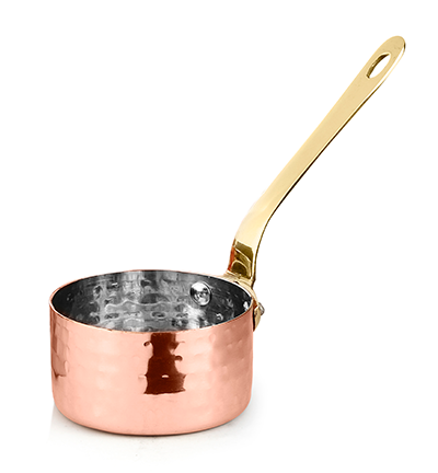 Servirea mesei - CULINARO Sosiera tip tigaie cu relief 6x3cm 80ml din inox cu strat cupru (SG-84247(B))