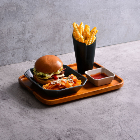 CULINARO STREET FOOD Recipient servire cartofi prajiti/snacks conic, D8,8xh14,8cm, ceramica, BLACK [2]