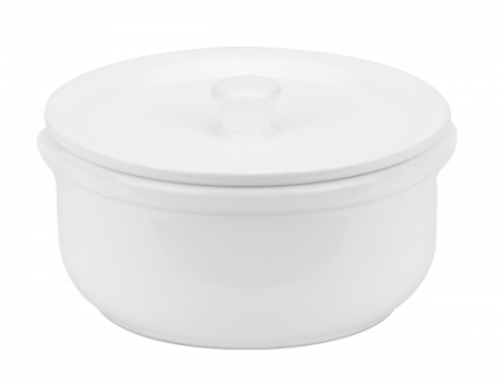 CULINARO Vas ceramic cu capac, D14xh6,6cm, 600ml, alb [1]