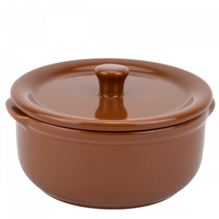Ceramica - CULINARO Vas ceramic cu capac, D14xh6,6cm, 600ml, maro