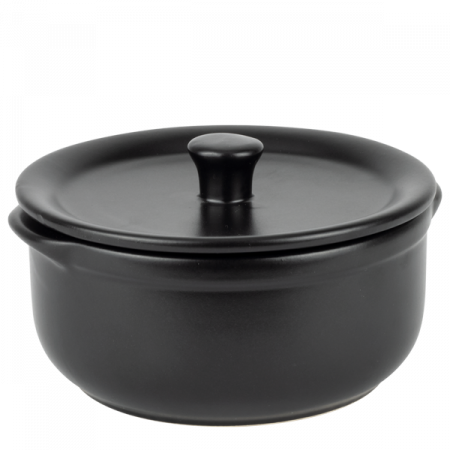 Ceramica - CULINARO Vas ceramic cu capac, D14xh6,6cm, 600ml, negru mat
