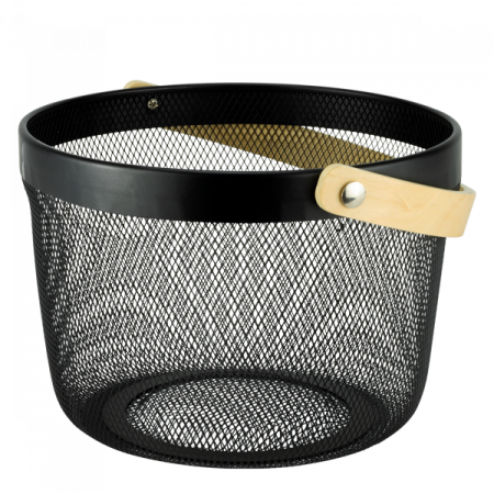 Produse - CULINARO WICKED Cos metalic rotund cu maner din lemn, universal, D25cm, negru