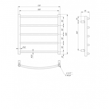 ELNA CLASSIC 5 Calorifer portprosop cu apa, inox, 500x530x95mm [1]