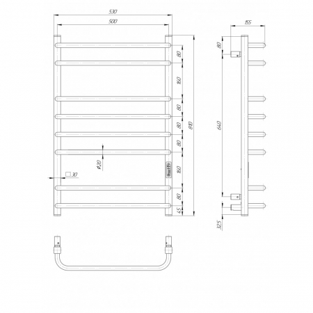 ELNA STANDARD LUX 8 Calorifer portprosop electric alb, 187W, 810x530x155mm [2]