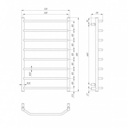 ELNA TRAPEZIUM 8 Calorifer portprosop electric negru, 130W, 810x530x135mm [1]