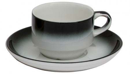 Marmaris-white/black - GURAL MARMARIS-WHITE/BLACK Ceasca cu farfurioara 230ml (NBNEO02CT63SYH)