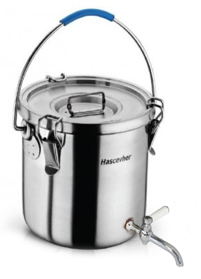 Termoizolante si transport alimente - HASCEVHER Container, bidon inox cu robinet si capac pentru transportarea bauturilor calde D28x28cm 17L