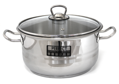 Oale si cratite inox - HASCEVHER PERFECT GASTRO Oala inox cu capac sticla 28x18cm 11 litri inductie