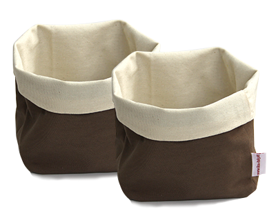 Servirea mesei - ILSA Set 2 cosuri paine textile patrate 14x14xh16cm cafeniu, 100% bumbac