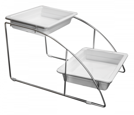 Display-uri si suporturi - ILSA Suport expunere cu 2 niveluri, inox, 36x52,5xh32,5cm, pentru 2 tavi gastronorm 1/2 (E901012SS00)