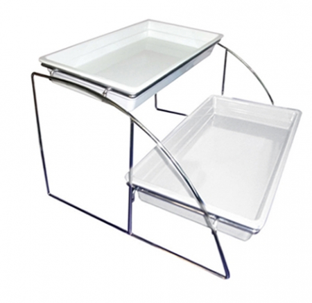 Display-uri si suporturi - ILSA Suport expunere cu 2 niveluri, inox, 56,5x52,5xh32,5cm, pentru 2 tavi gastronorm 1/1 (E900911SS00)
