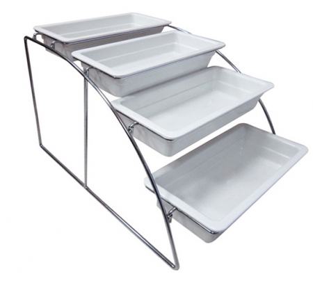 Display-uri si suporturi - ILSA Suport expunere cu 4 niveluri, inox, 36x52,5xh32,5cm, pentru 4 tavi gastronorm 1/3 (E901113SS00)