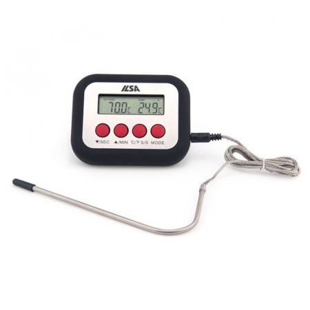 Ustensile de masurat de bucatarie - ILSA Termometru digital profesional pentru cuptor, corp ABS si sonda inox de 12cm, -50°C - +250°C