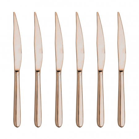 Servirea mesei - INOXRIV NOVECENTO PINK GOLD Set 6 cutite principale, otel inoxidabil 18/10, L22cm, grosime 3,5mm, finisaj lucios