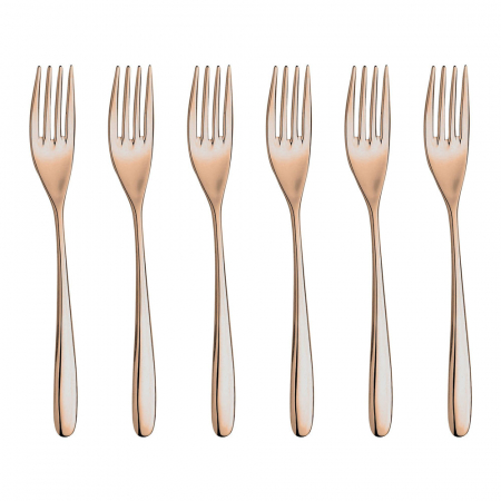 Servirea mesei - INOXRIV NOVECENTO PINK GOLD Set 6 furculite fel principal, otel inoxidabil 18/10, L20,5cm, grosime 3,5mm, finisaj lucios