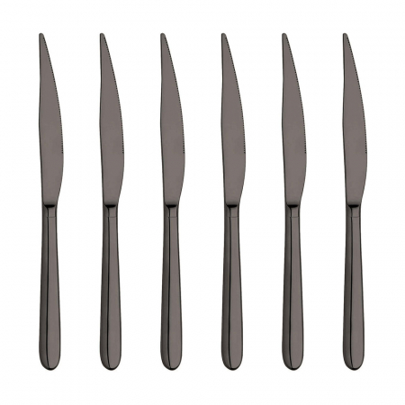 Servirea mesei - INOXRIV NOVECENTO TITANIUM Set 6 cutite principale, otel inoxidabil 18/10, L22cm, grosime 3,5mm, finisaj lucios