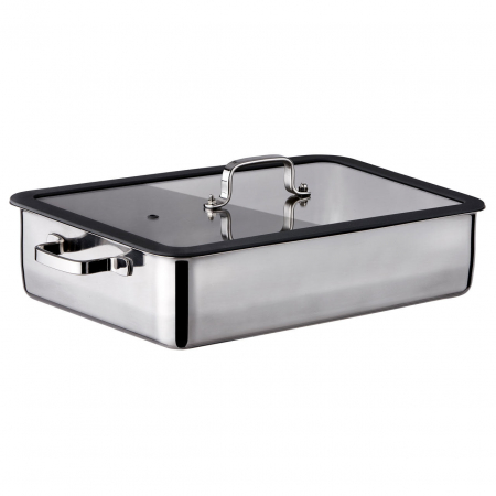Tavi inox - INOXRIV PREMIUM Set tava cu manere si capac, din inox 36x25xh8cm