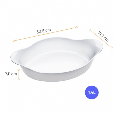 MARINEX OPALINE Tava cuptor ovala din sticla opal, 1,4l, 31,1x19,7xh7,04cm [1]