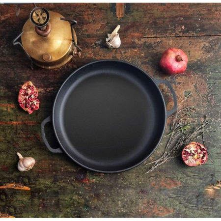 MAYSTERNYA Tava rotunda din fonta cu manere, D32xh4cm [2]