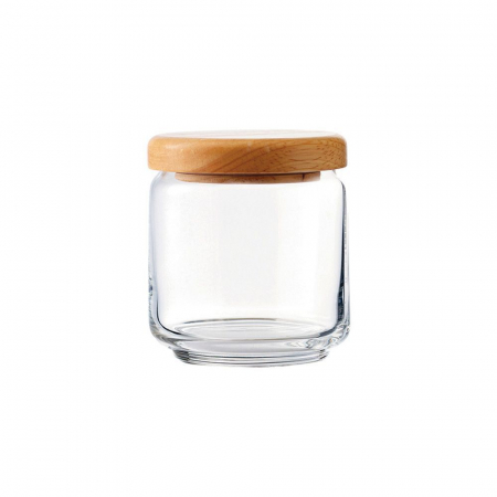 OCEAN POP Borcan sticla cu capac lemn, 500ml, D9,2xh10,4cm [1]