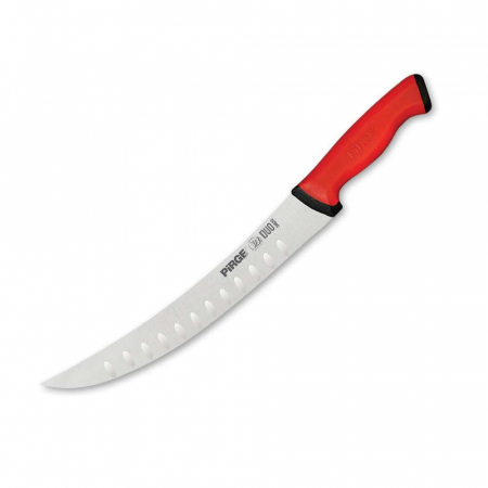 Produse - PIRGE DUO Cutit pentru tocat si feliat carne profesional, lama inox 21cm cu alveole, maner rosu