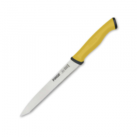 Cutite legume si fructe - PIRGE DUO Cutit profesional pentru legume, zimtat, otel inoxidabil 13,5cm, maner galben