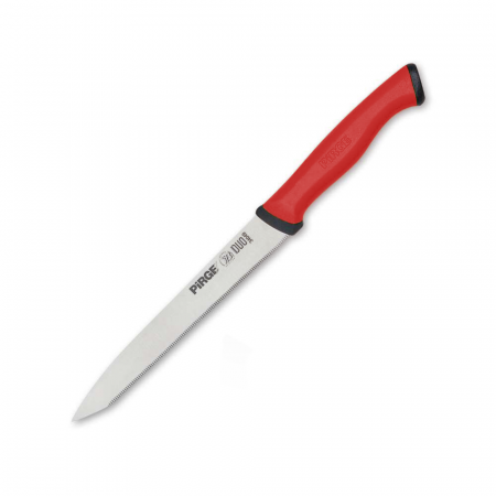 Cutite legume si fructe - PIRGE DUO Cutit profesional pentru legume, zimtat, otel inoxidabil 13,5cm, maner rosu