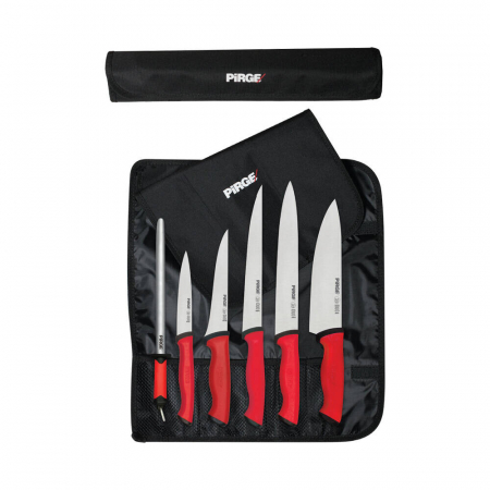 Seturi cutite - PIRGE DUO Set 7 piese, 5 cutite profesionale, masat ascutit cutite si husa