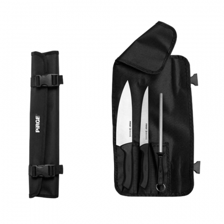 Seturi cutite - PIRGE ECCO Set 4 piese, 2 cutite profesionale, masat ascutit cutite si husa