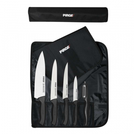 Seturi cutite - PIRGE ECCO Set 6 piese, 4 cutite profesionale, ustensila de curatat cartofi si husa