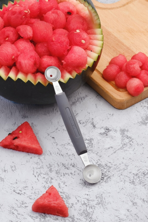 PIRGE GASTRO Lingura pariziana dubla D22/25mm pentru decoruri, profesionala, inox, maner gri [3]