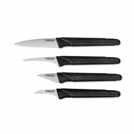 Cutite profesionale - PIRGE Set 4 cutite carving curbate, pentru decorat, decojit fructe, otel inoxidabil