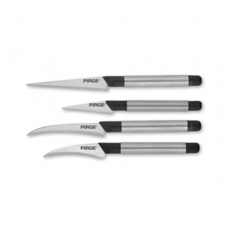 Cutite profesionale - PIRGE Set cutite carving curbate, pentru decorat si decojit fructe, 4 bucati, otel inoxidabil