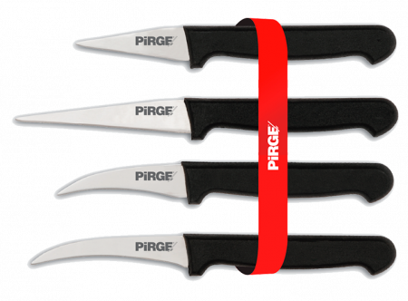 PIRGE Set cutite curbate carving, pentru decorat, decojit fructe, 4 bucati, otel inoxidabil [1]