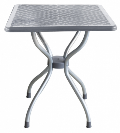 Mese - RAKI ALFA Masa gradina/terasa patrata gri, 70x70xh72,5cm, blat polipropilena, picioare aluminiu