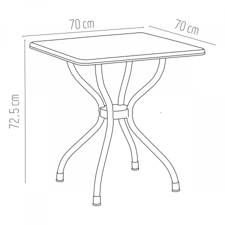 RAKI ALFA Masa gradina/terasa patrata rosie, 70x70xh72,5cm, blat polipropilena, picioare aluminiu [1]