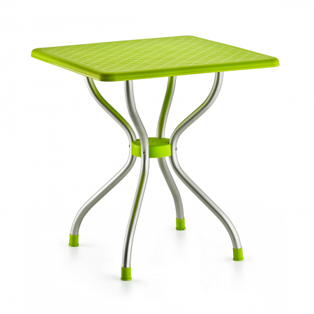 RAKI ALFA Masa gradina/terasa patrata verde, 70x70xh72,5cm, blat polipropilena, picioare aluminiu [1]