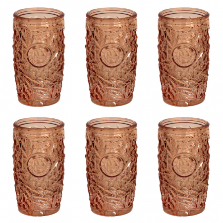 Old School - RAKI ALOHA BURNT ORANGE Set 6 pahare long drink, din sticla, 400ml, pentru cocktail